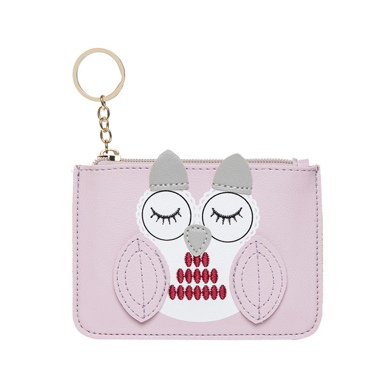 Wholesale PU Owl Thin Multifunctional Coin Purse Keychain